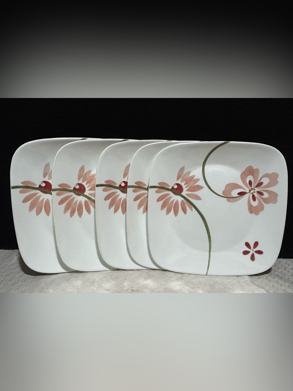 Corelle Pretty Pink Dinner Plates -Set of 5 10.25 Inch